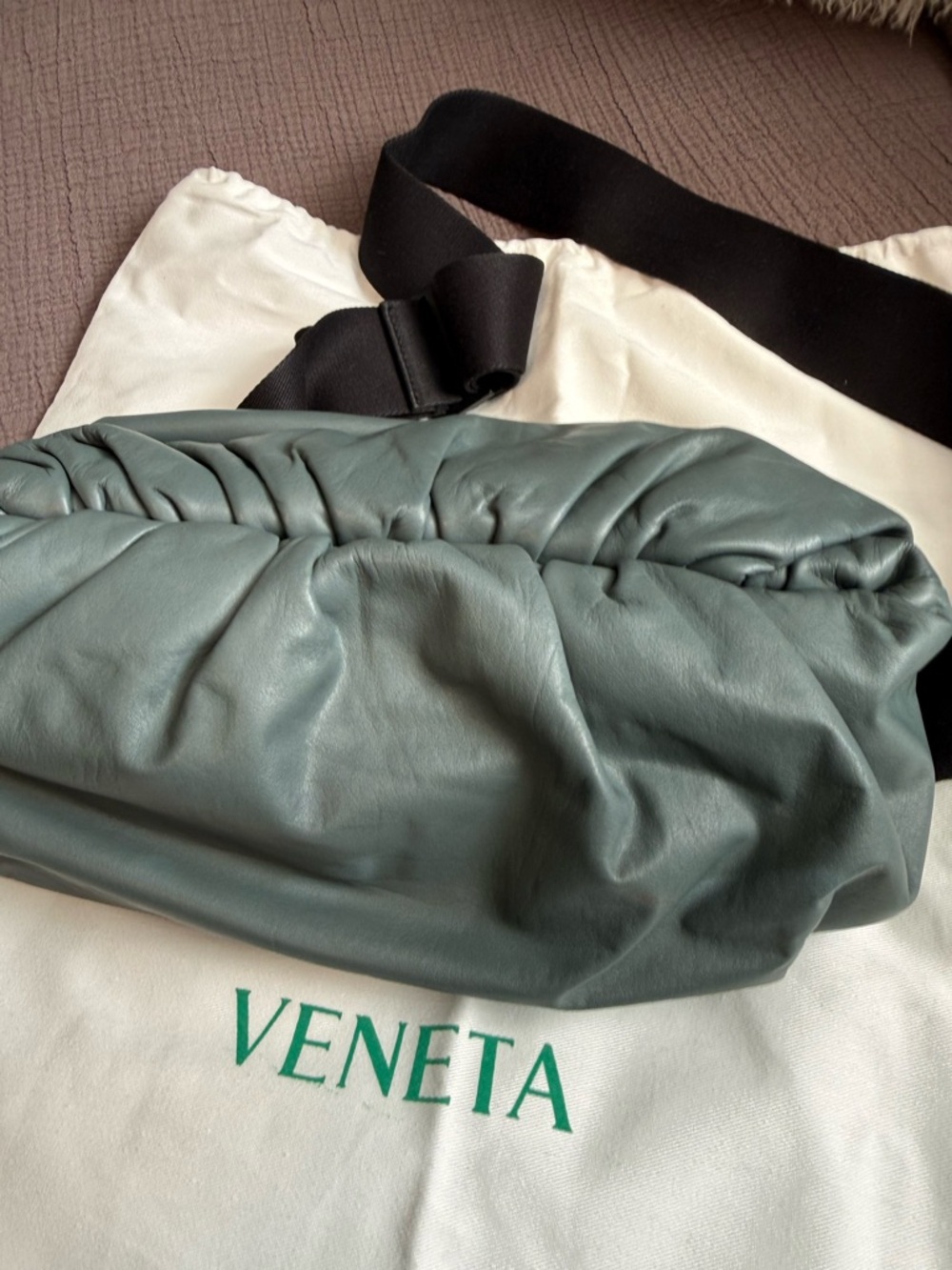 Bottega Veneta Grey Leather Pouch Bag